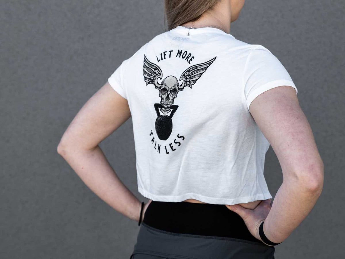 2POOD Lift More Talk Less Crop Top - Weiss kaufen bei haghpowered.com