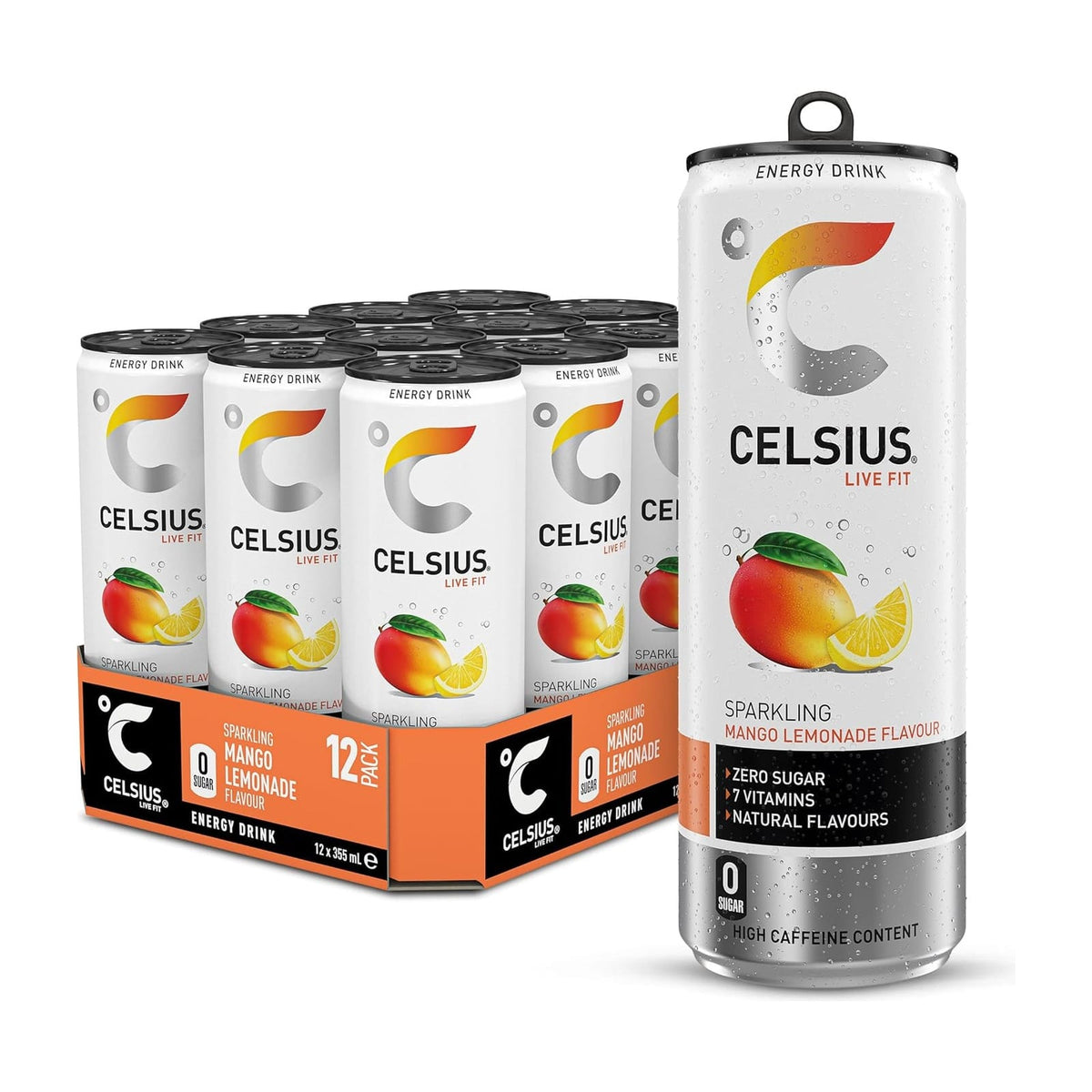 Celsius Energy Drink 12 x 355 ml / Mango Lemonade kaufen - Celsius Energiedrinks - Fitness Onlineshop