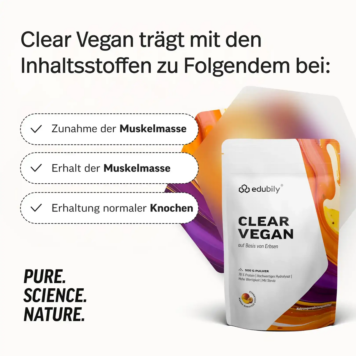 Clear Vegan Mango Maracuja kaufen - edubily Vegane Proteinpulver - Fitness Onlineshop
