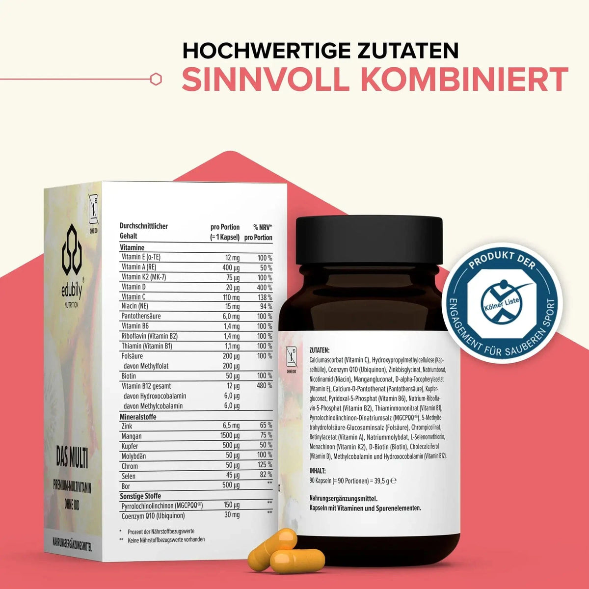 Das Multi - Premium Multivitamin kaufen - edubily Vitamine - Fitness Onlineshop