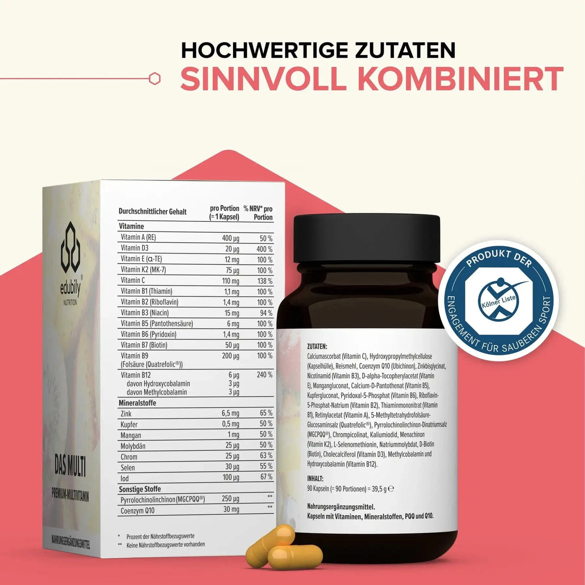Das Multi - Premium Multivitamin kaufen - edubily Vitamine - Fitness Onlineshop