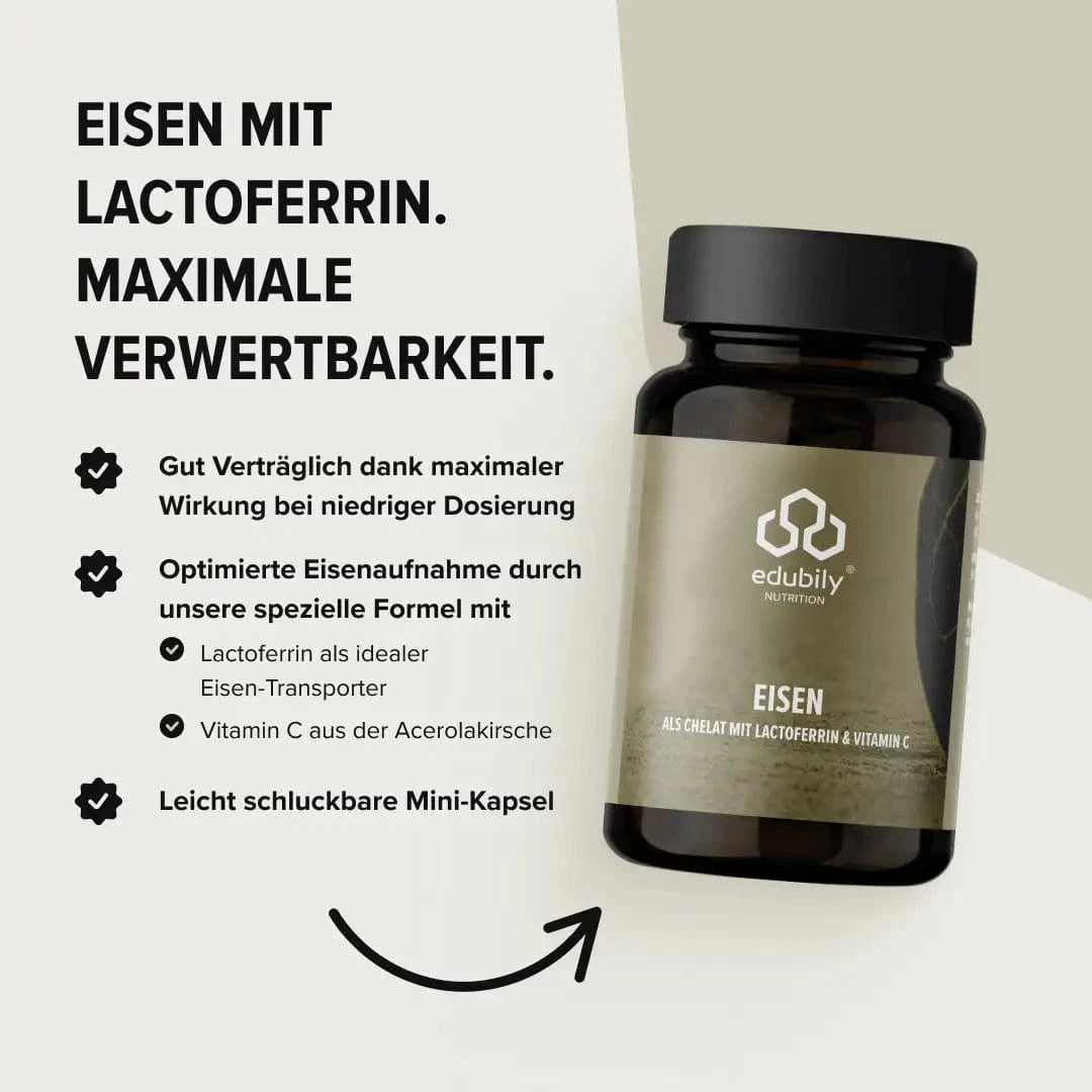 Eisen Kapseln mit Lactoferrin kaufen - edubily Eisen - Fitness Onlineshop