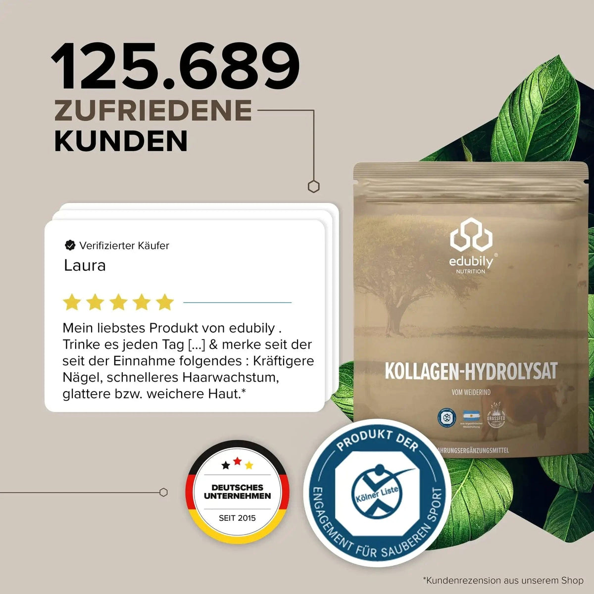 Kollagen-Hydrolysat Pulver kaufen - edubily Kollagen - Fitness Onlineshop
