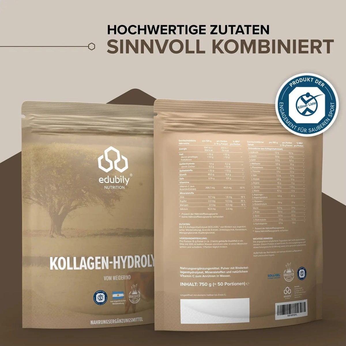 Kollagen-Hydrolysat Pulver kaufen - edubily Kollagen - Fitness Onlineshop