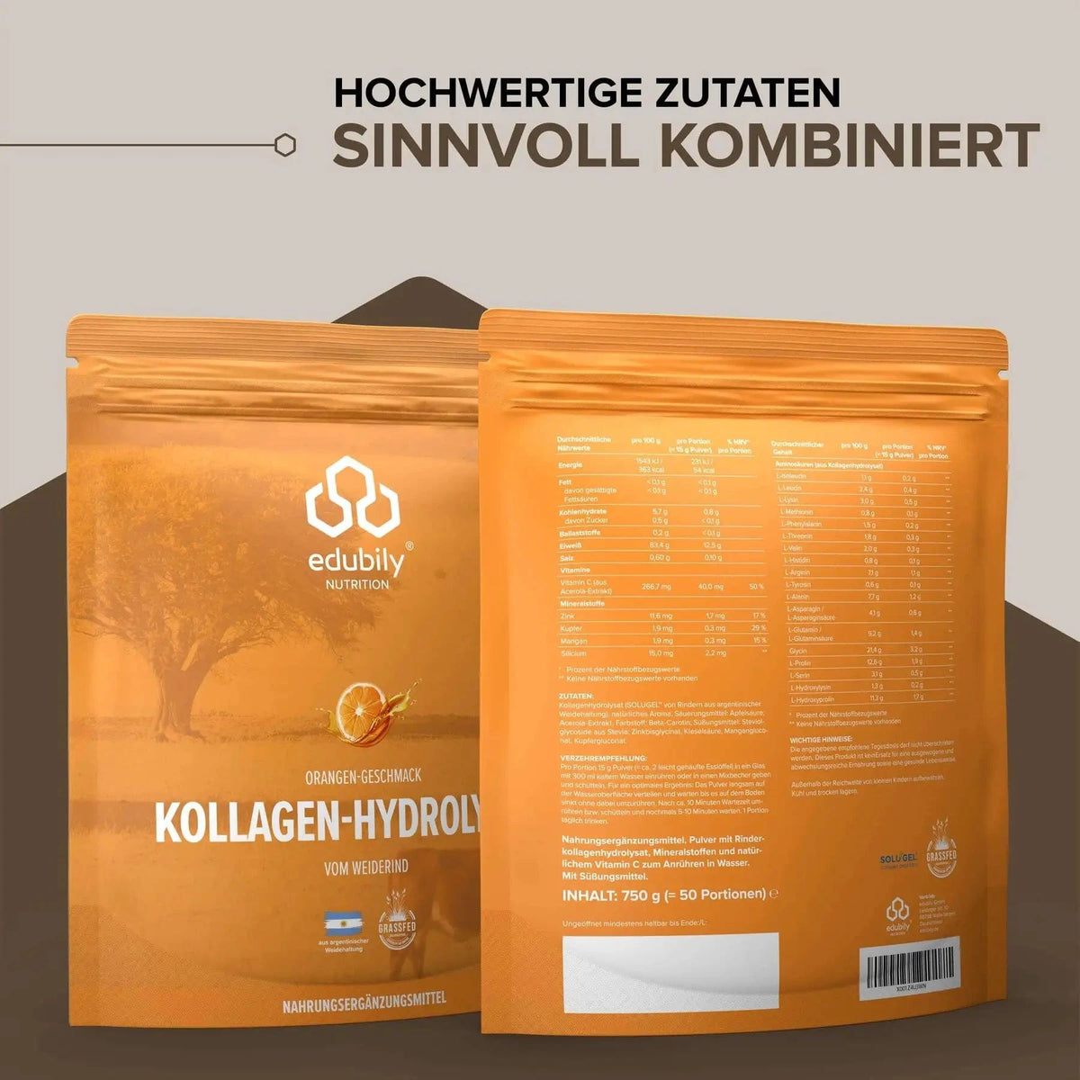 Kollagen-Hydrolysat Pulver kaufen - edubily Kollagen - Fitness Onlineshop