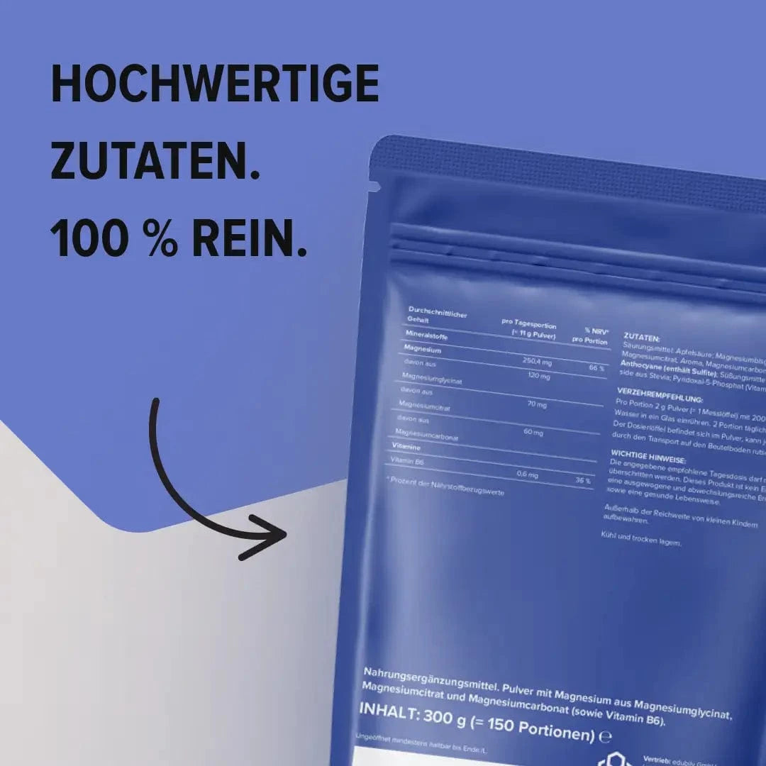 Magnesium-Pulver kaufen - edubily Magnesium (Mineralstoff) - Fitness Onlineshop