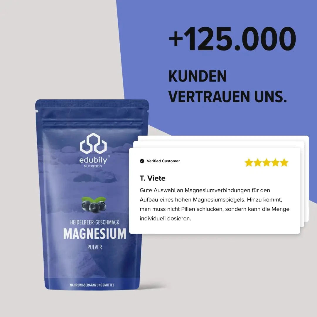 Magnesium-Pulver kaufen - edubily Magnesium (Mineralstoff) - Fitness Onlineshop