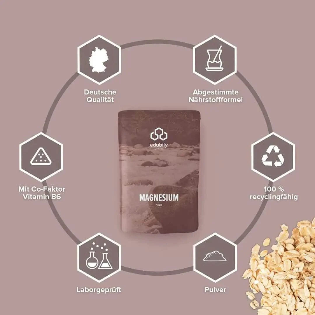 Magnesium-Pulver kaufen - edubily Magnesium (Mineralstoff) - Fitness Onlineshop