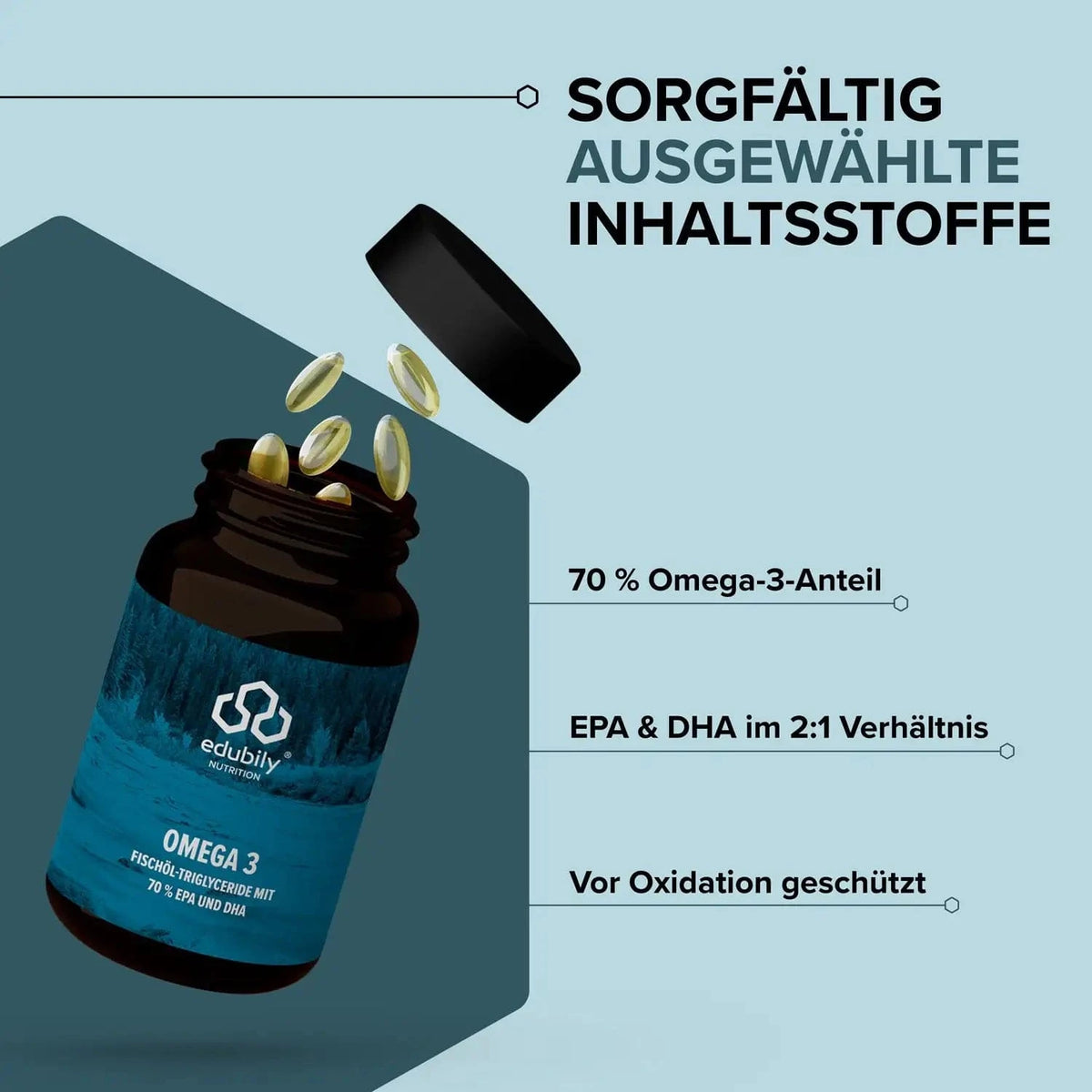 Omega-3 Kapseln – (Triglyceride 70 %) kaufen - edubily Omega 3 - Fitness Onlineshop
