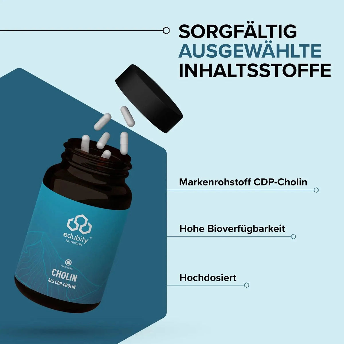 PURE Cholin Kapseln – als CDP-Cholin kaufen - edubily Nootropika - Fitness Onlineshop