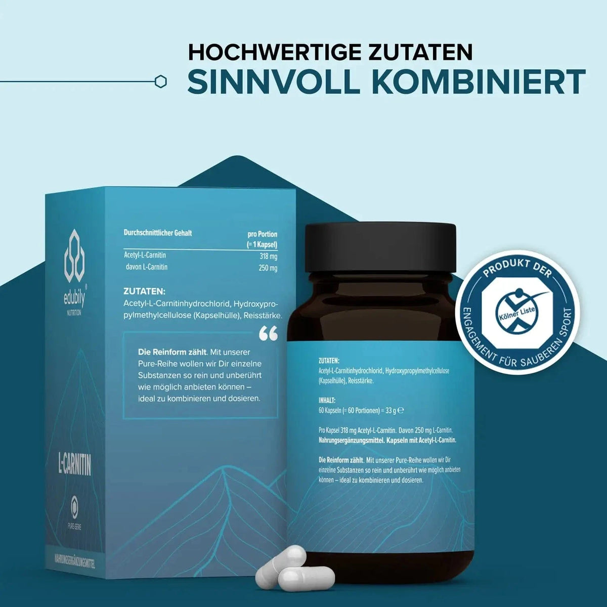 PURE L-Carnitin kaufen - edubily Weitere Aminosäuren - Fitness Onlineshop
