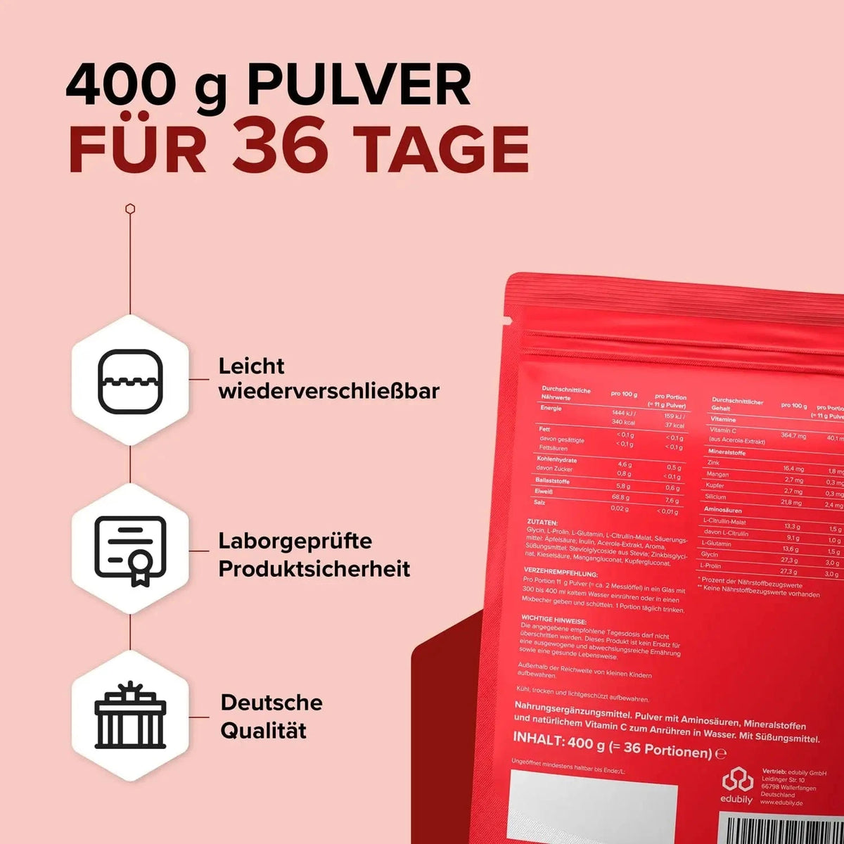 Veganes Kollagen Pulver kaufen - edubily Vegane Proteinpulver - Fitness Onlineshop