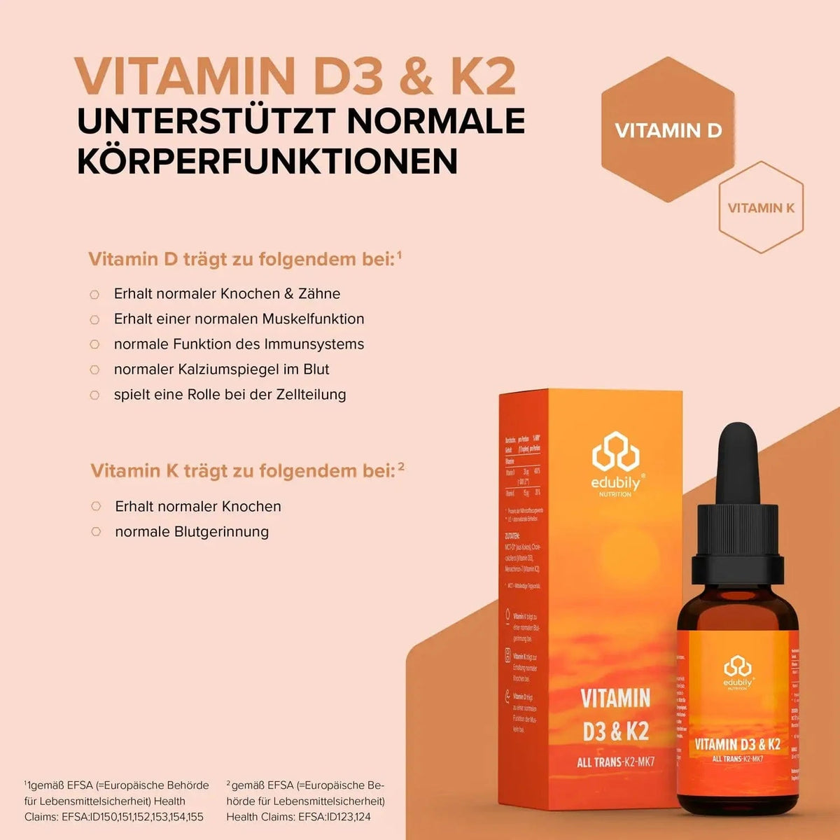 Vitamin D3 & K2 Tropfen 30 ml kaufen - edubily Vitamine - Fitness Onlineshop