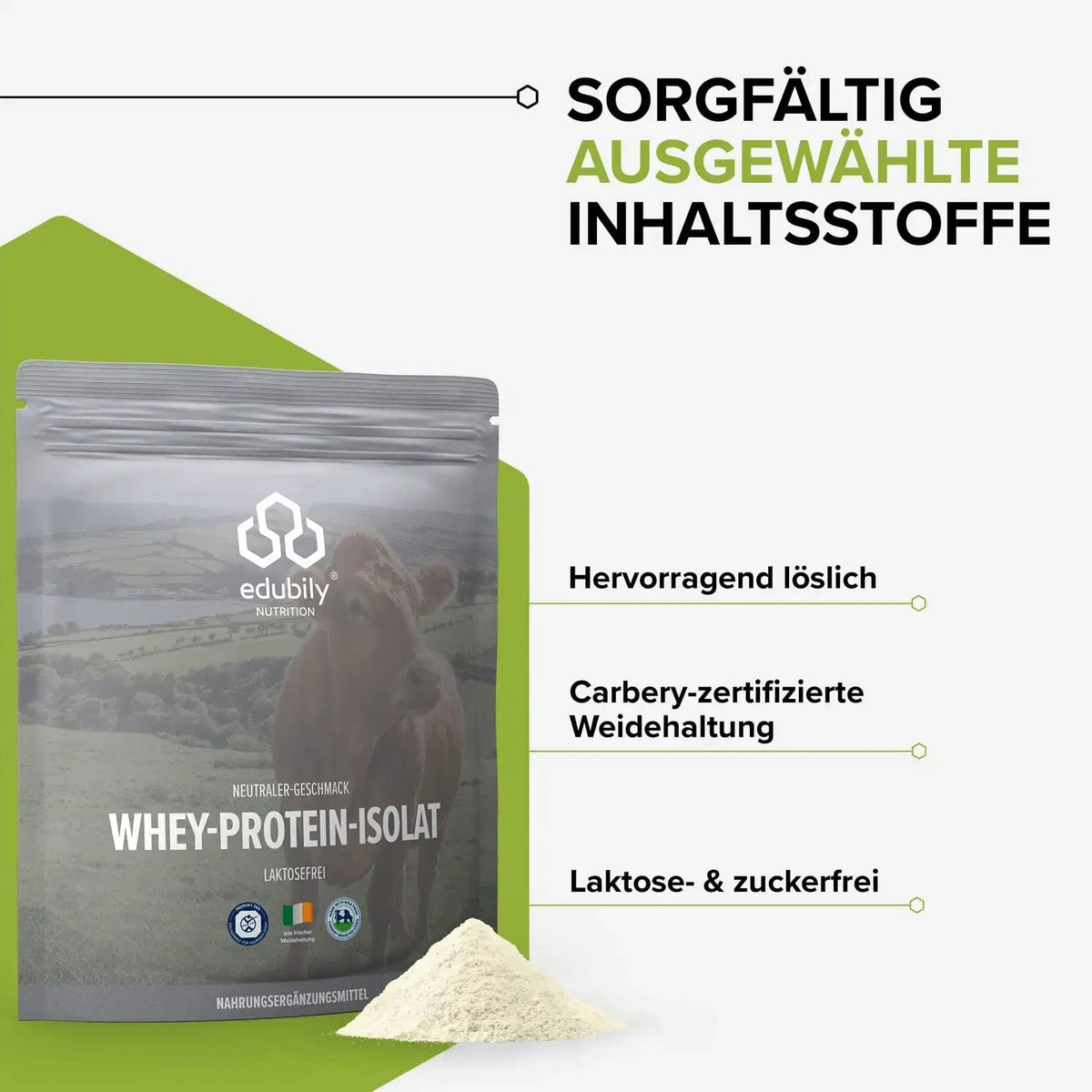 Whey-Isolat Pulver aus Weidemilch kaufen - edubily Whey Proteinpulver - Fitness Onlineshop