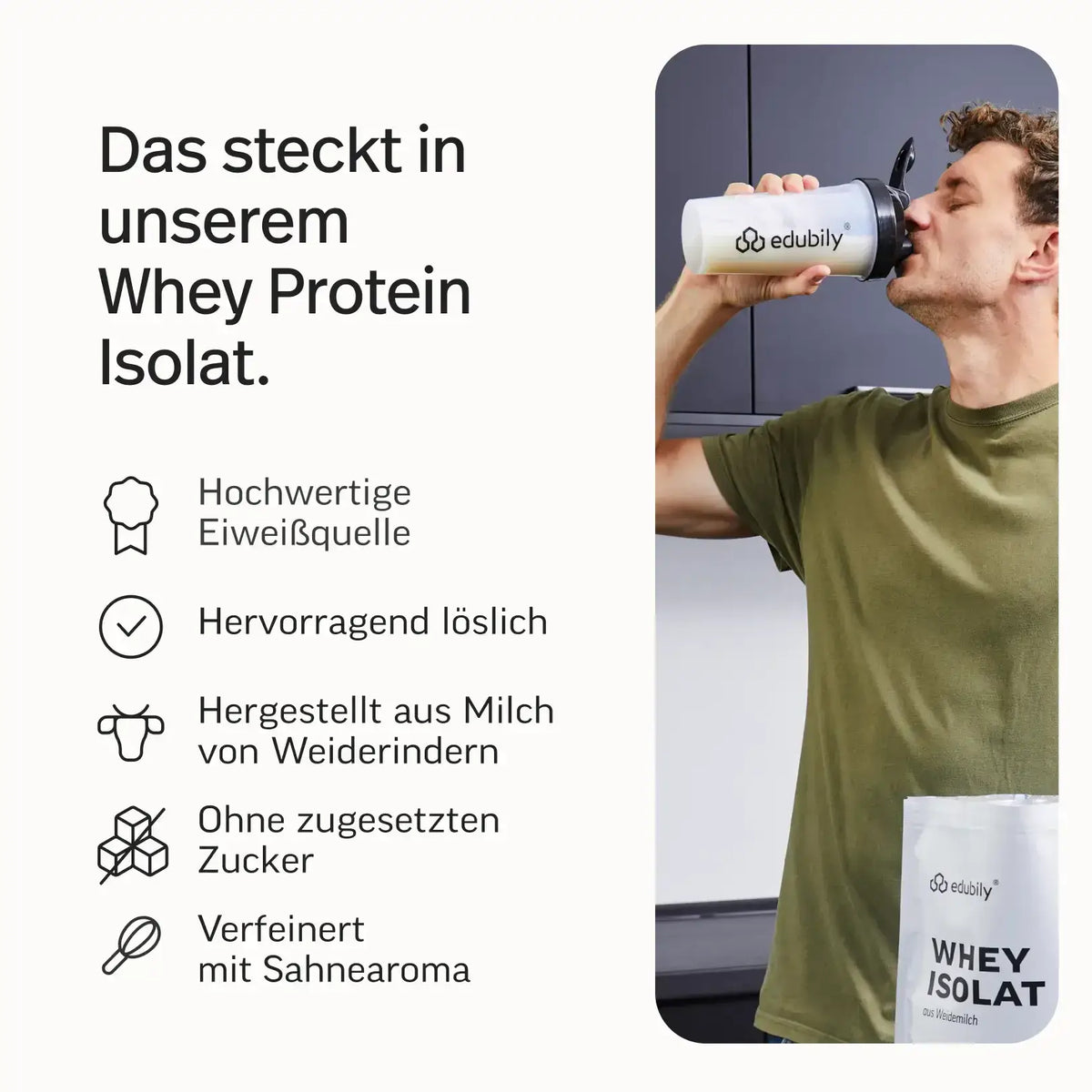 Whey-Isolat Pulver aus Weidemilch kaufen - edubily Whey Proteinpulver - Fitness Onlineshop