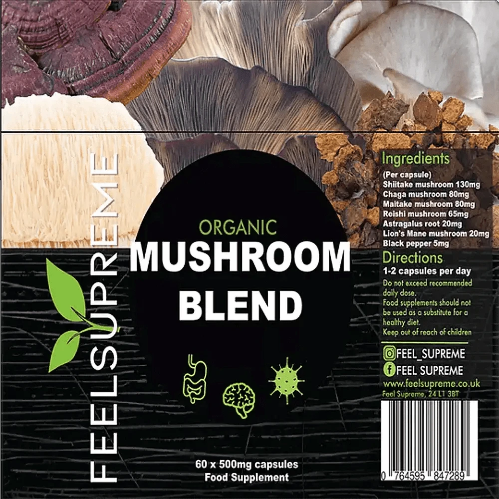Feel Supreme Mushroom Blend (bio) 60 Caps 60 x 500 mg kaufen - Feel Supreme Pilz-Supplements - Fitness Onlineshop
