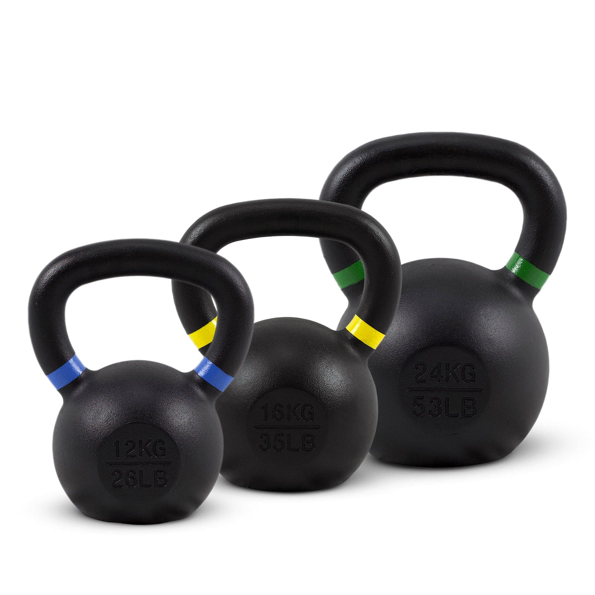 Powder-Coated Kettlebell Set Advanced (3 Kettlebells 12-24kg) kaufen - HighPowered Kettlebell Sets - Fitness Onlineshop