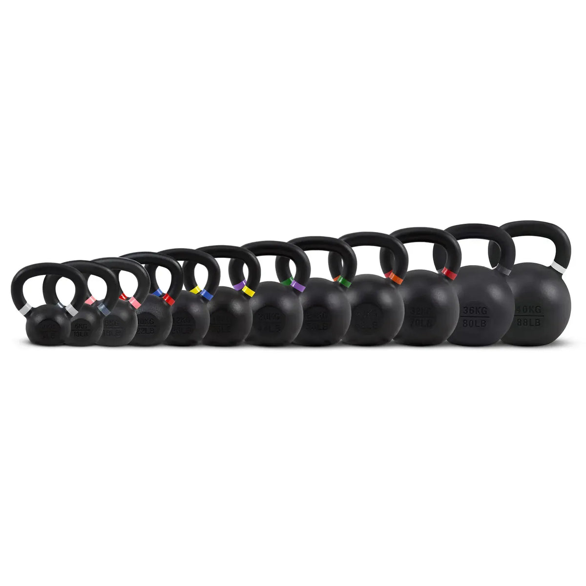 Powder-Coated Kettlebell Set Complete (12 Kettlebells 4-40kg) kaufen - HighPowered Kettlebell Sets - Fitness Onlineshop