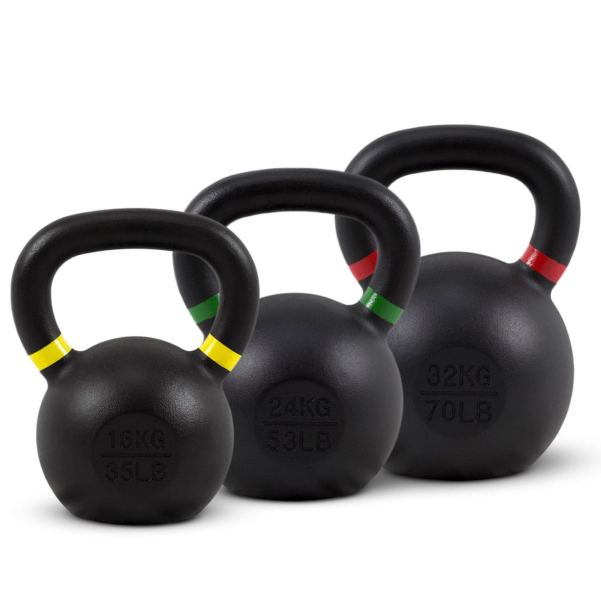 Powder-Coated Kettlebell Set Elite (3 Kettlebells 16-32kg) kaufen - HighPowered Kettlebell Sets - Fitness Onlineshop