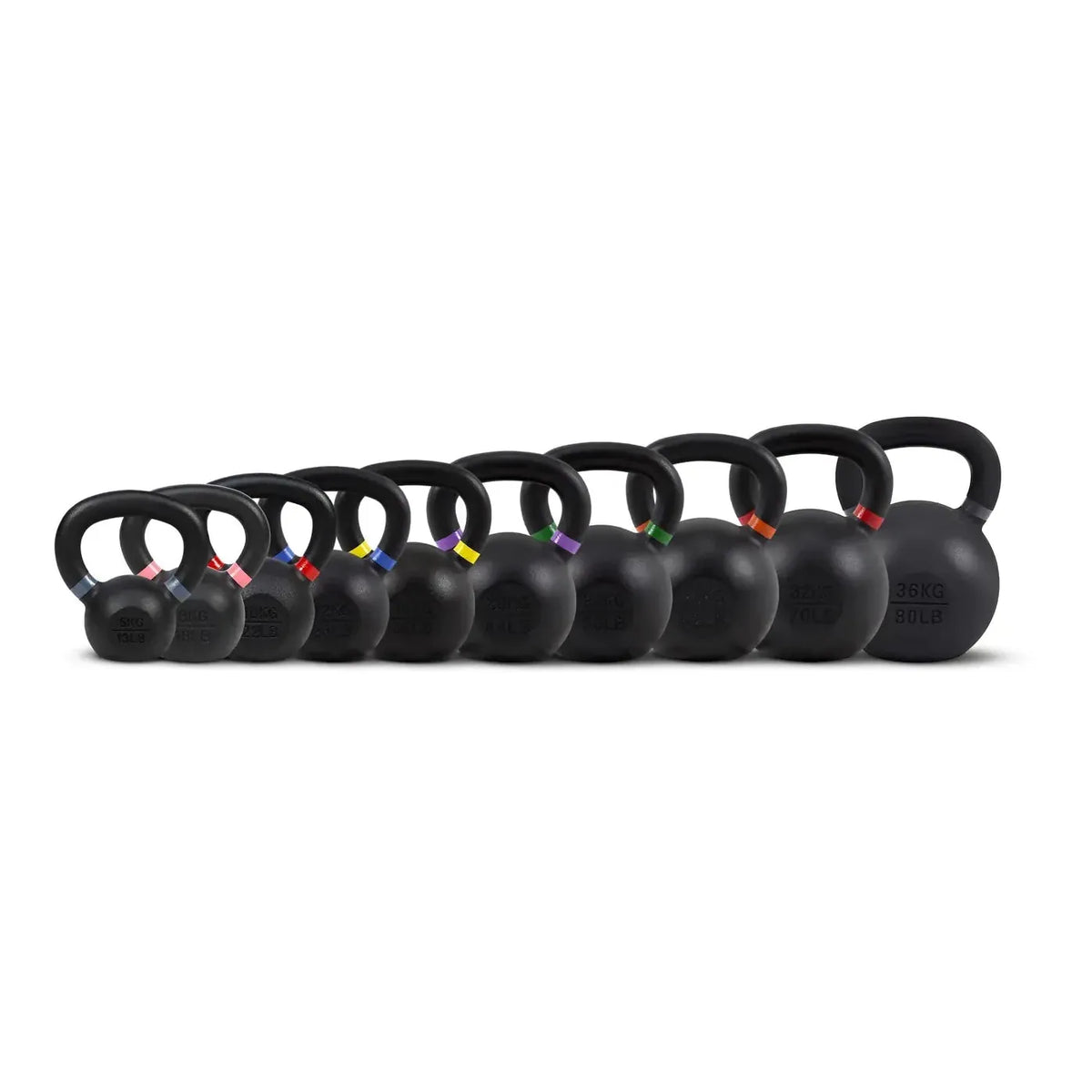 Powder-Coated Kettlebell Set Elite (9 Kettlebells 8-36kg) kaufen - HighPowered Kettlebell Sets - Fitness Onlineshop