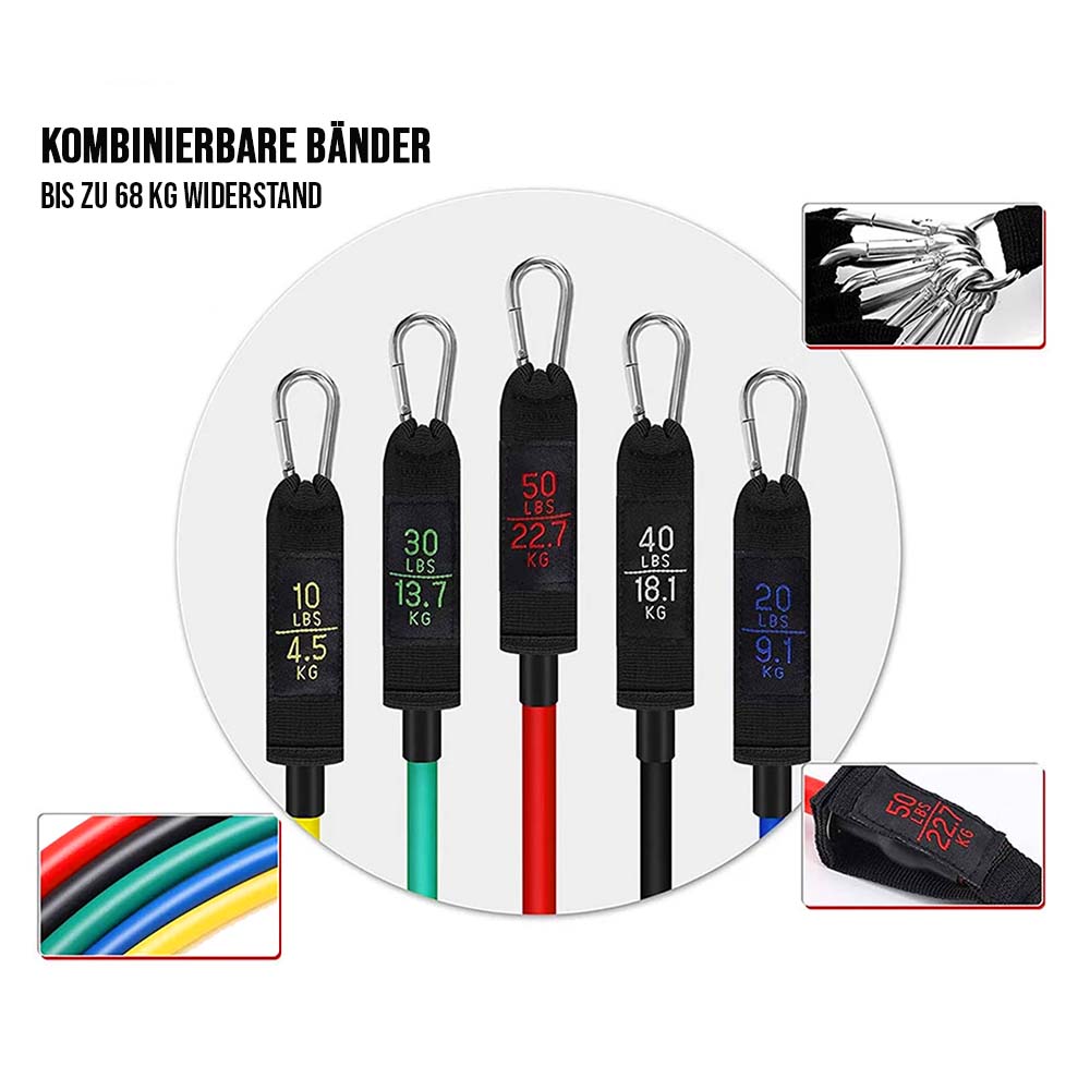 HighPowered Resistance Band Set 11-teilig (bis 68 kg Widerstand) kaufen bei haghpowered.com