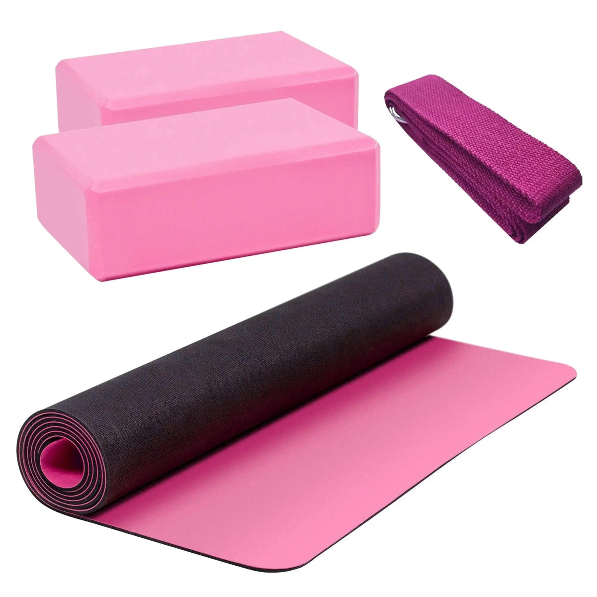 Yoga-Set (1x Yoga-Matte, 2x Block, 1x Strap) Pink kaufen - HighPowered Mobility Set - Fitness Onlineshop