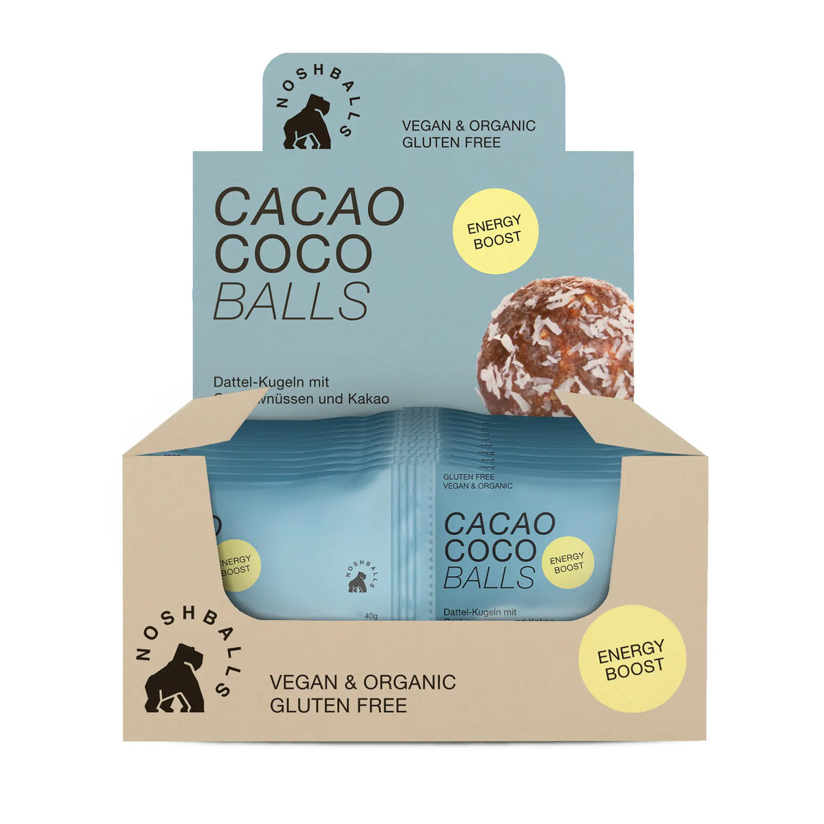 Noshballs (bio) 20 x 40 g / Power (Cacao & Coco) kaufen - Noshballs Energieriegel - Fitness Onlineshop