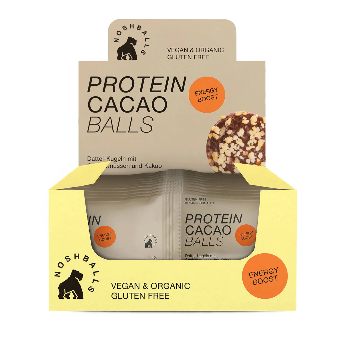 Noshballs (bio) 20 x 40 g / Reload (Cacao & Cashew) kaufen - Noshballs Energieriegel - Fitness Onlineshop