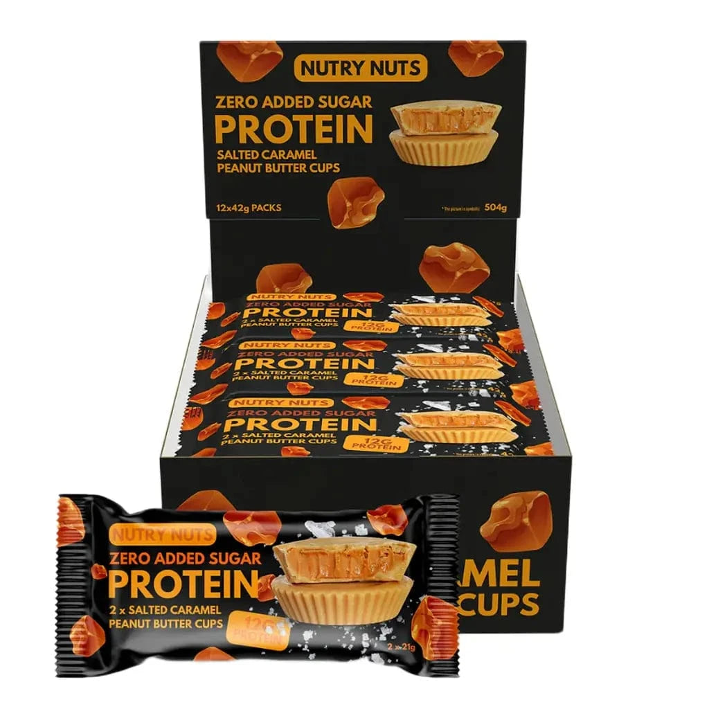 Nutry Nuts Zero Added Sugar - Protein Peanut Butter Cups 12 x 42 g / Salted Caramel & Peanut kaufen - Nutry Nuts Proteinriegel - Fitness Onlineshop