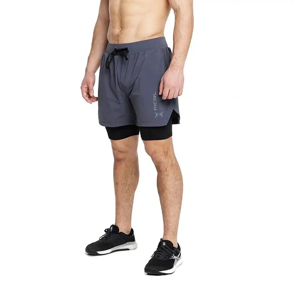 PicSil 2-in-1 Compression Shorts Man 0.1 (Kurze Kompressionshose) Grau kaufen bei haghpowered.com