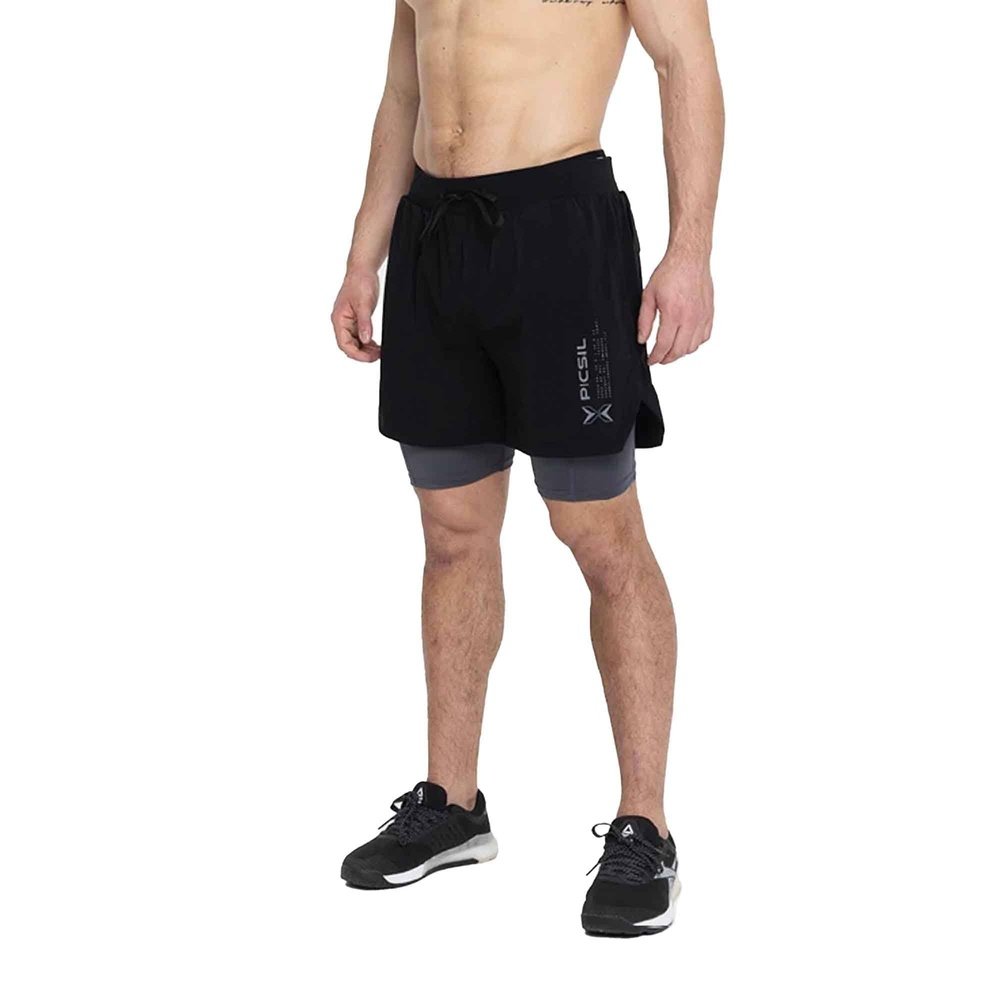 PicSil 2-in-1 Compression Shorts Man 0.1 (Kurze Kompressionshose) Schwarz kaufen bei haghpowered.com
