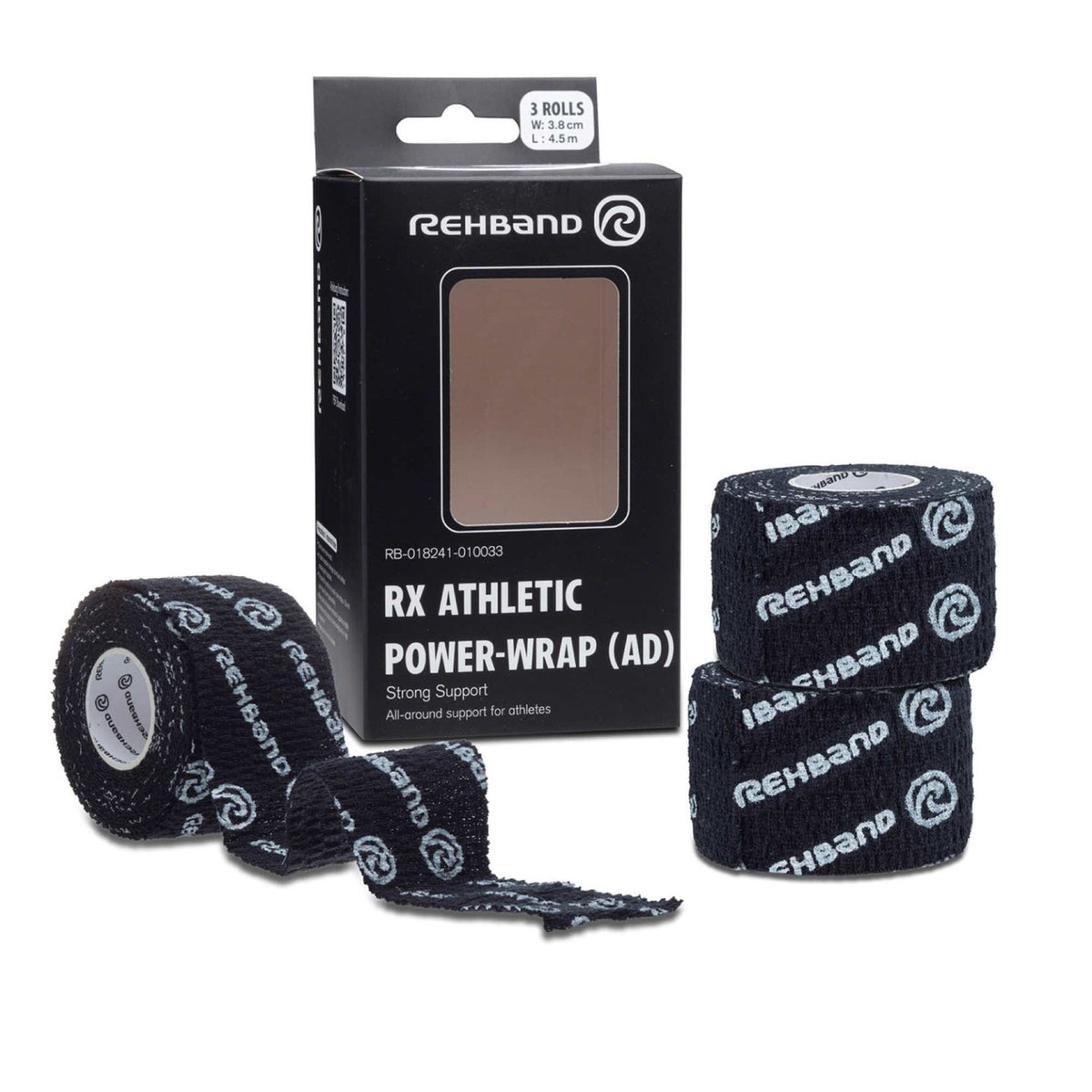 Rehband RX Athletic Power-Wrap 38 mm x 3 Rollen (Gewichtheberband) Schwarz kaufen bei haghpowered.com
