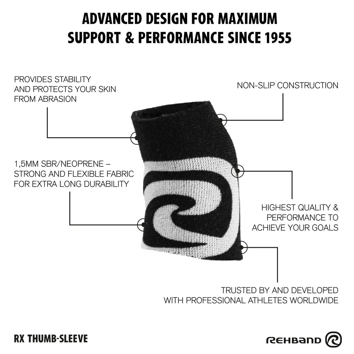 Rehband RX Thumb Sleeves 1.5 mm (Daumenbandagen Paar) Schwarz kaufen bei haghpowered.com