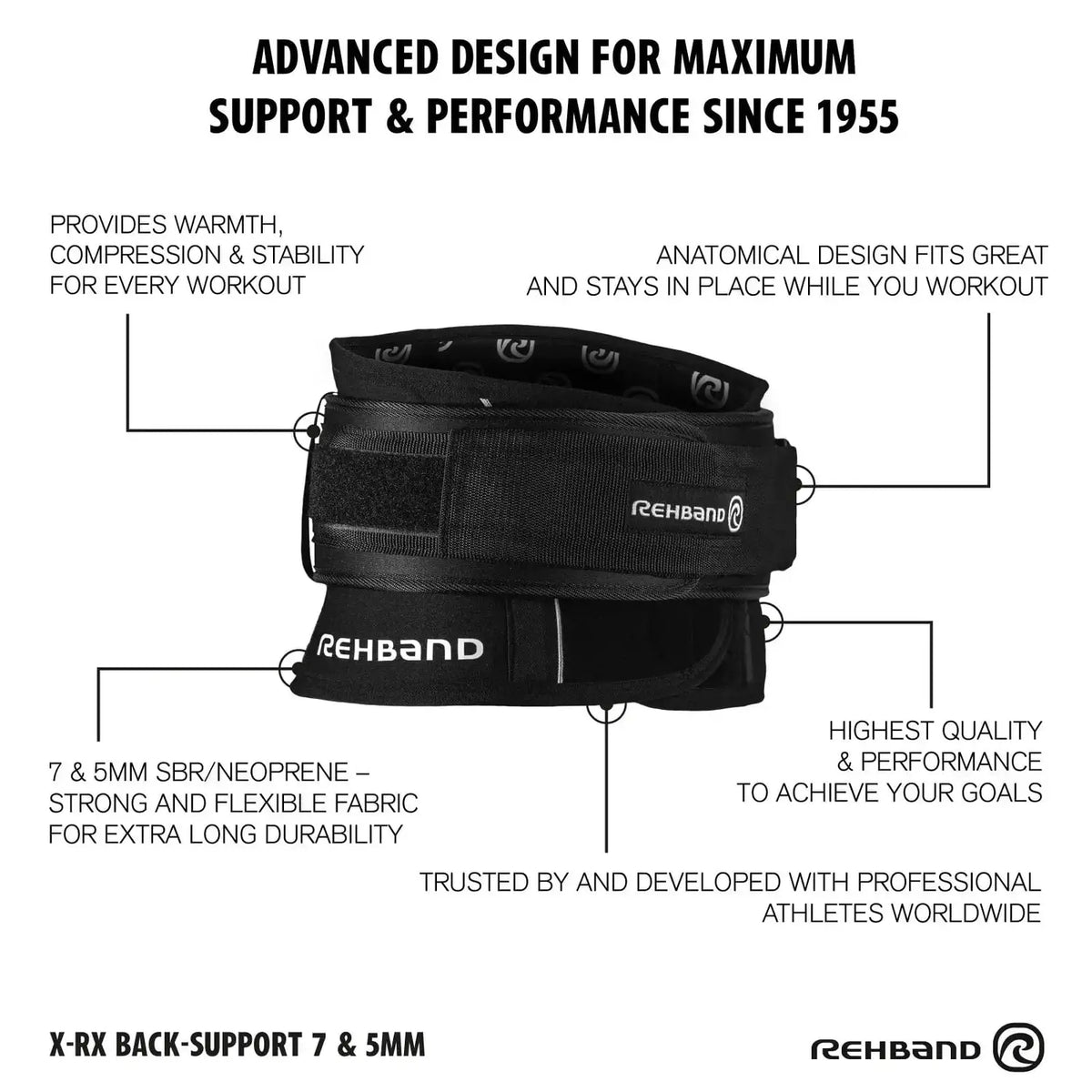 Rehband X-RX Back Support 7 mm Schwarz kaufen bei haghpowered.com