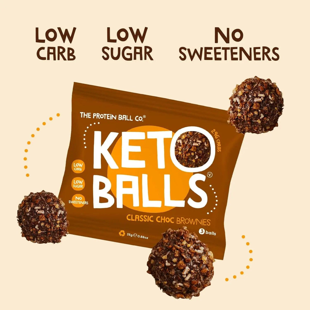The Protein Ball Co Keto Ball Snack 20 x 25 g Classic Choc Brownies kaufen bei haghpowered.com