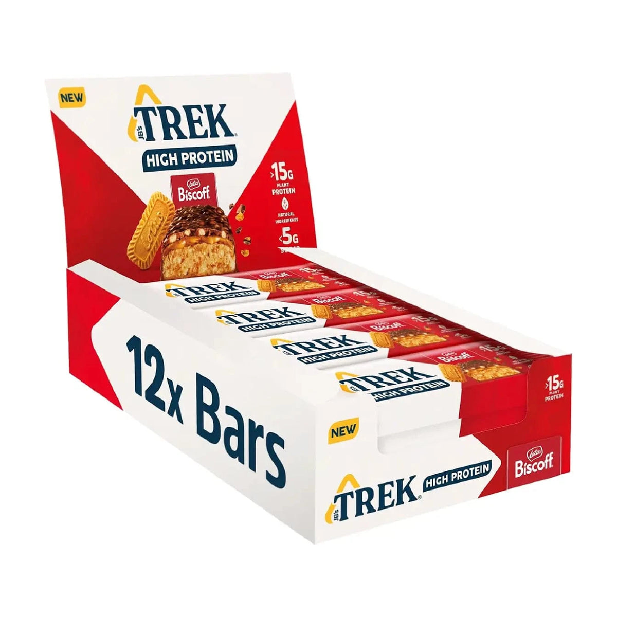 TREK High Protein Low Sugar Bars 12 x 55 g / Biscoff kaufen - TREK Vegane Proteinriegel - Fitness Onlineshop