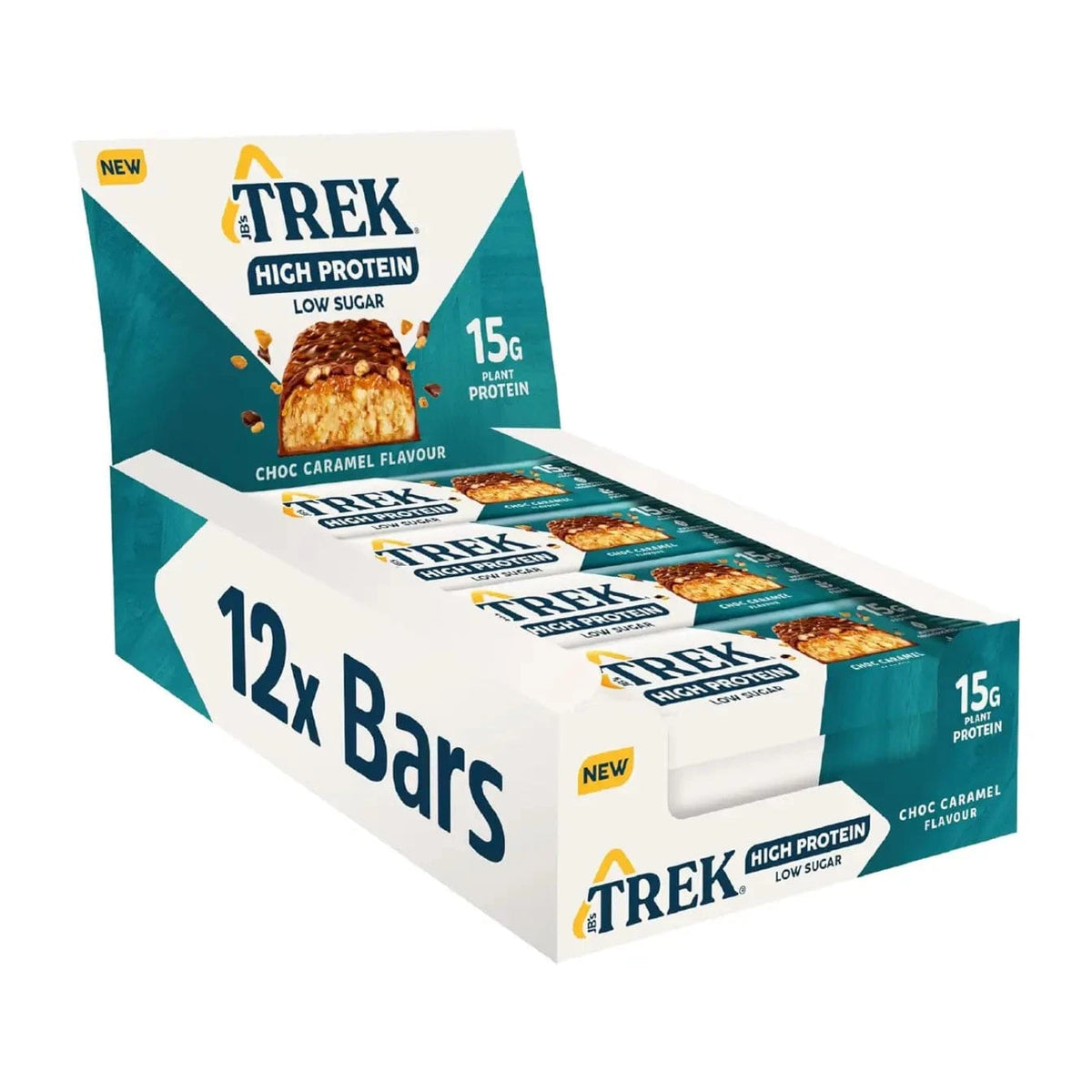 TREK High Protein Low Sugar Bars 12 x 55 g / Choc Caramel kaufen - TREK Vegane Proteinriegel - Fitness Onlineshop