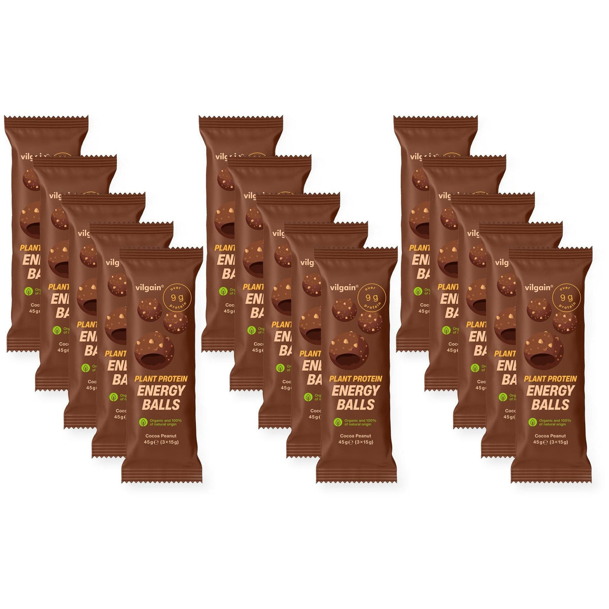 BIO Plant Protein Energy Balls Kakao / 15 x 45 g kaufen - Vilgain Fitness Snacks - Fitness Onlineshop
