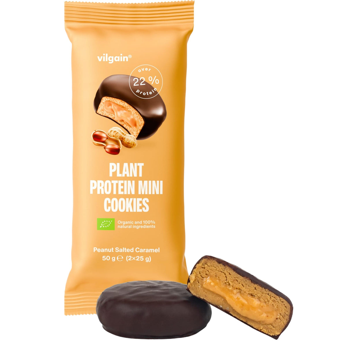 BIO Plant Protein Mini Cookies Erdnüsse mit Salzkaramell / 50 g (2 x 25 g) kaufen - Vilgain Protein Cookie - Fitness Onlineshop