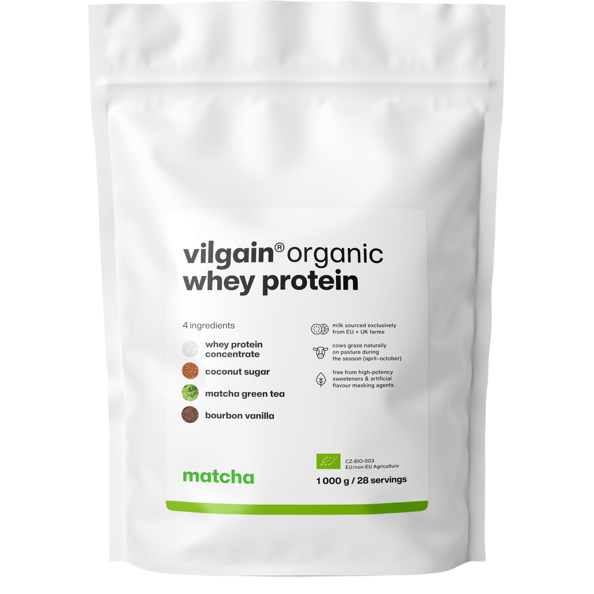 BIO Whey Protein Matcha / 1'000 g kaufen - Vilgain Whey Proteinpulver - Fitness Onlineshop