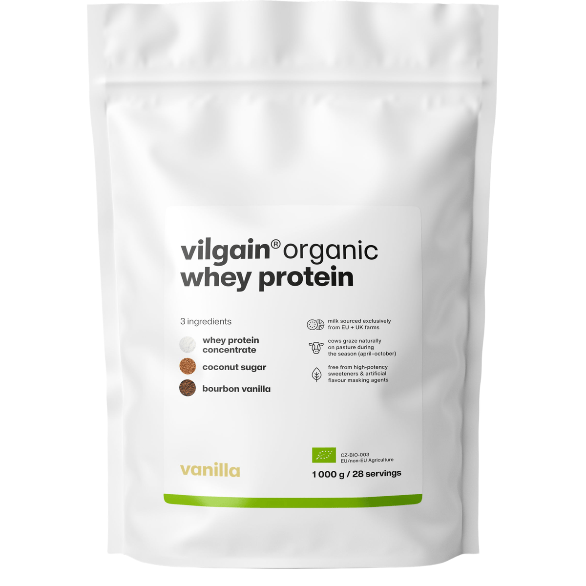 BIO Whey Protein Vanille / 1'000 g kaufen - Vilgain Whey Proteinpulver - Fitness Onlineshop