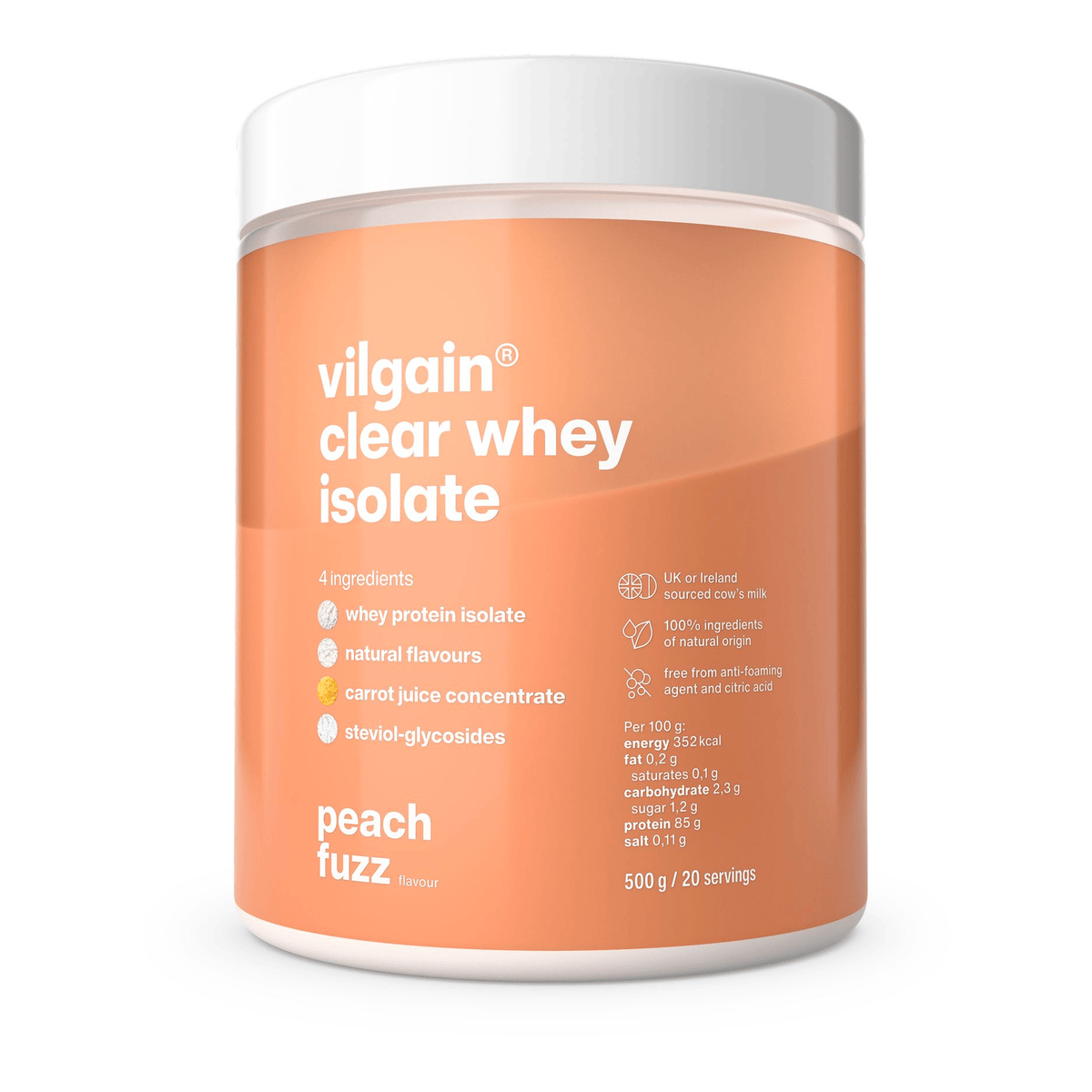 Clear Whey Isolate Peach Fuzz / 500 g kaufen - Vilgain Whey Proteinpulver - Fitness Onlineshop