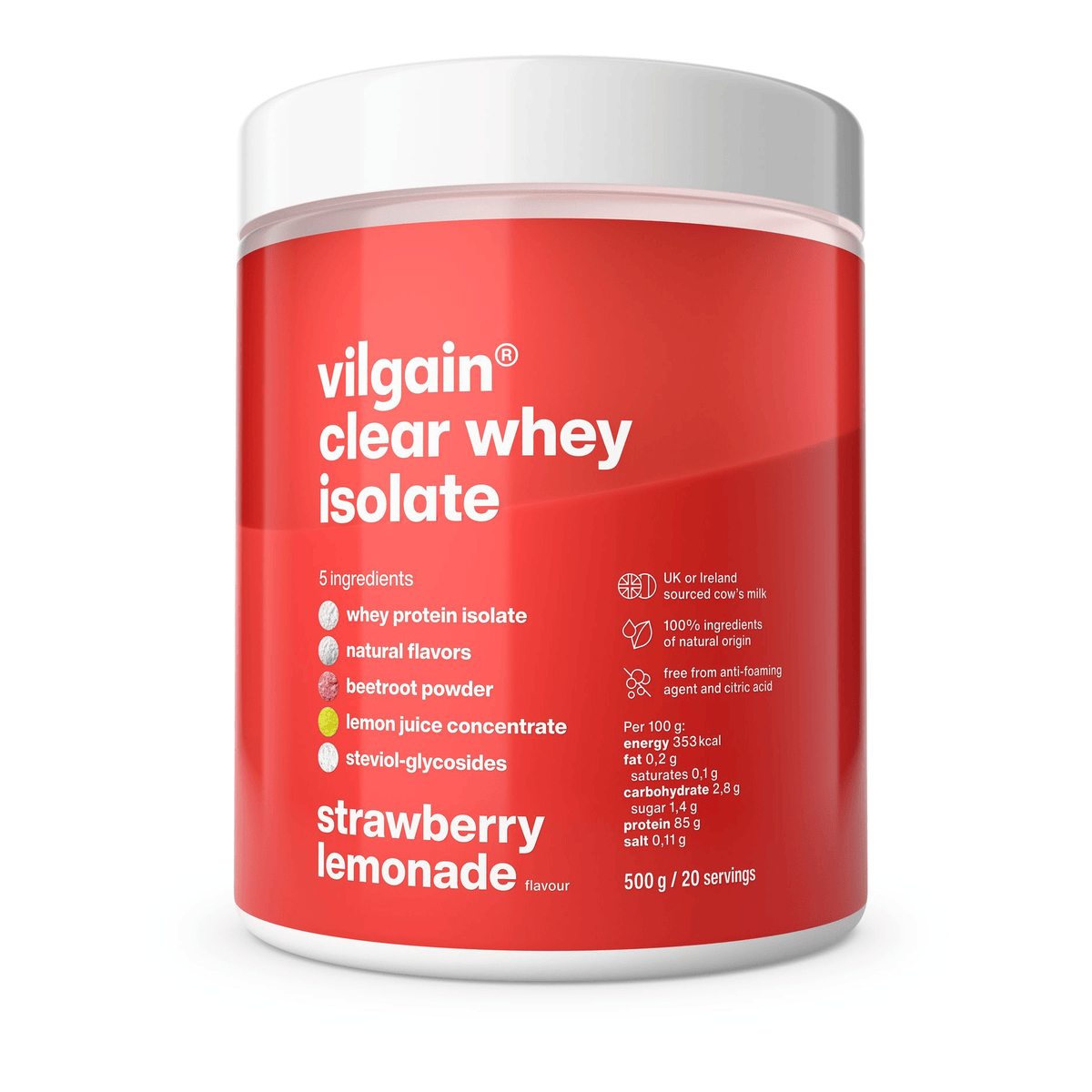 Clear Whey Isolate Strawberry Lemonade / 500 g kaufen - Vilgain Whey Proteinpulver - Fitness Onlineshop