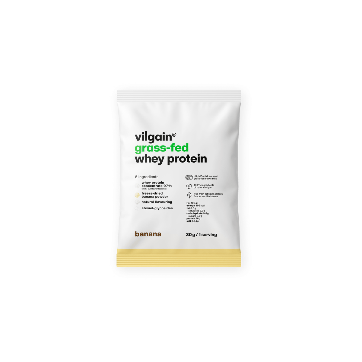 Grass-Fed Whey Protein Banane / 30 g kaufen - Vilgain Whey Proteinpulver - Fitness Onlineshop