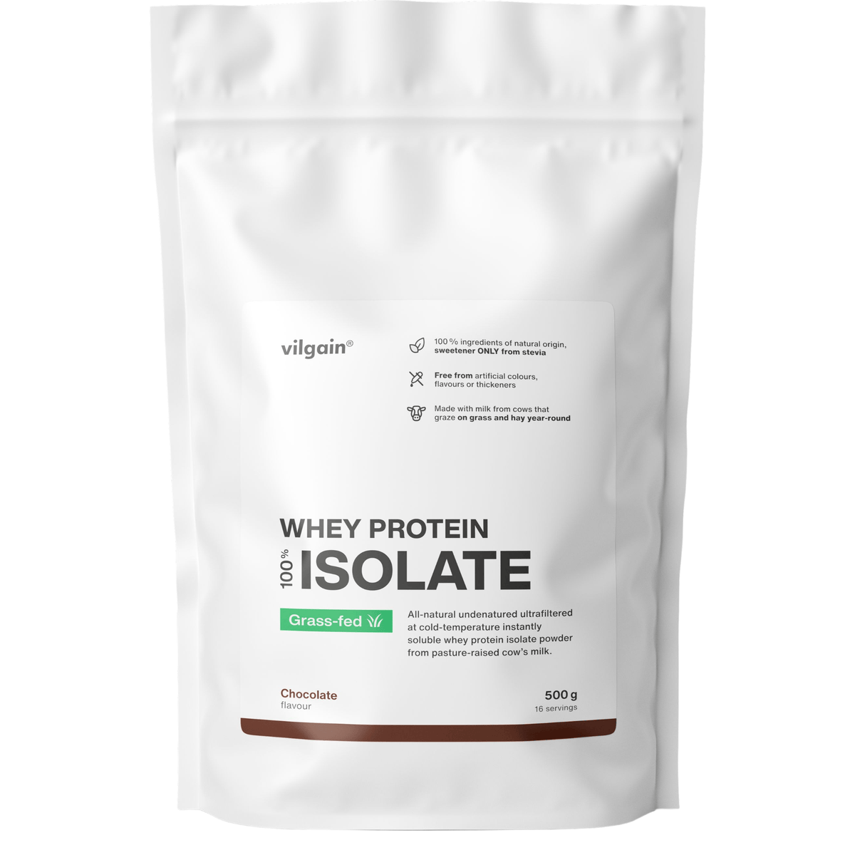 Grass-Fed Whey Protein Isolat Schokolade / 500 g kaufen - Vilgain Whey Proteinpulver - Fitness Onlineshop