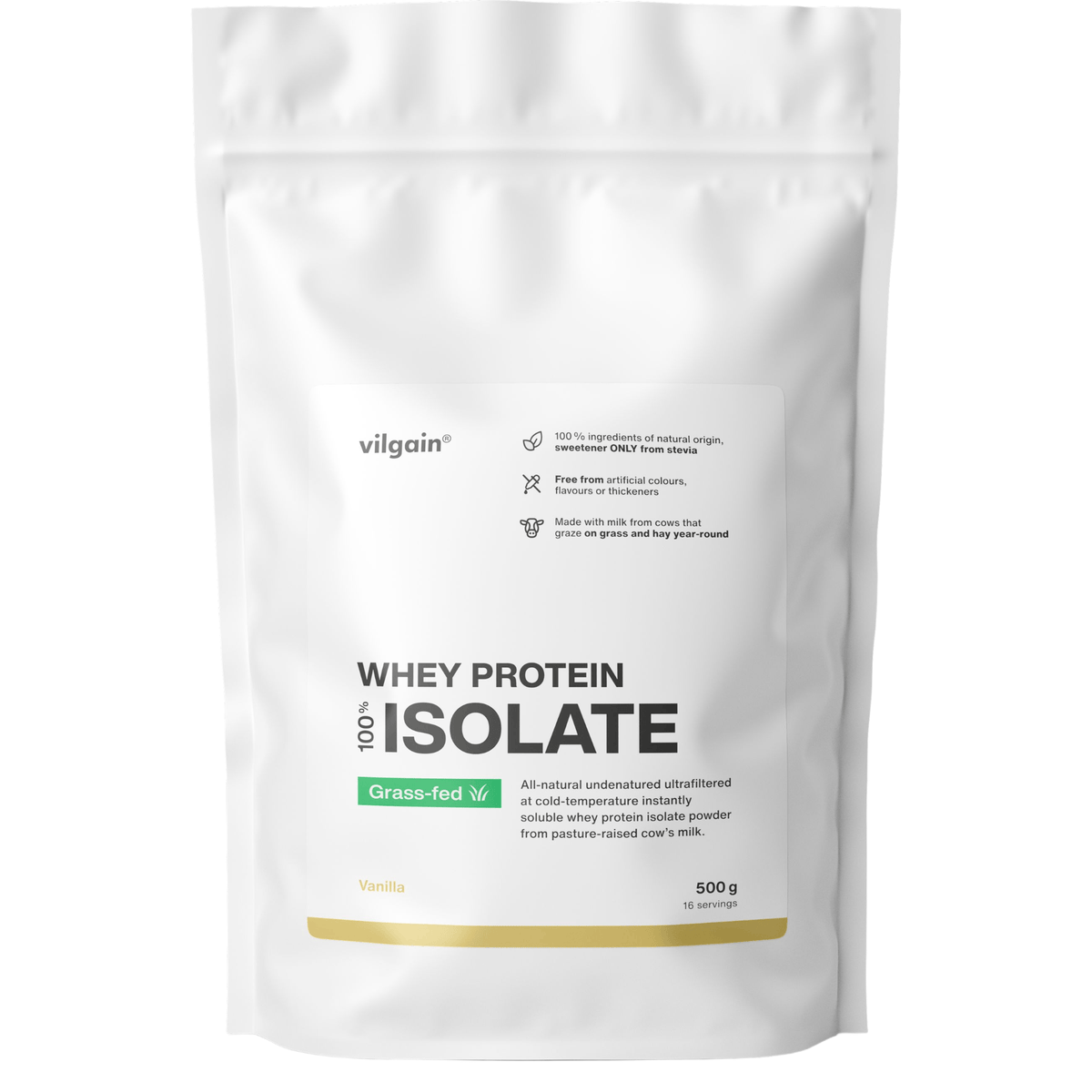 Grass-Fed Whey Protein Isolat Vanille / 500 g kaufen - Vilgain Whey Proteinpulver - Fitness Onlineshop