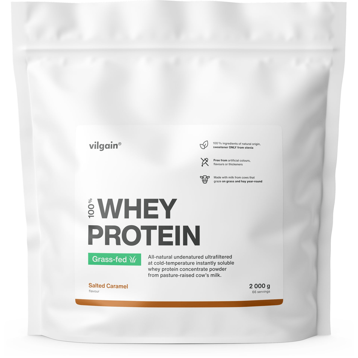 Grass-Fed Whey Protein Salzkaramell / 2'000 g kaufen - Vilgain Whey Proteinpulver - Fitness Onlineshop