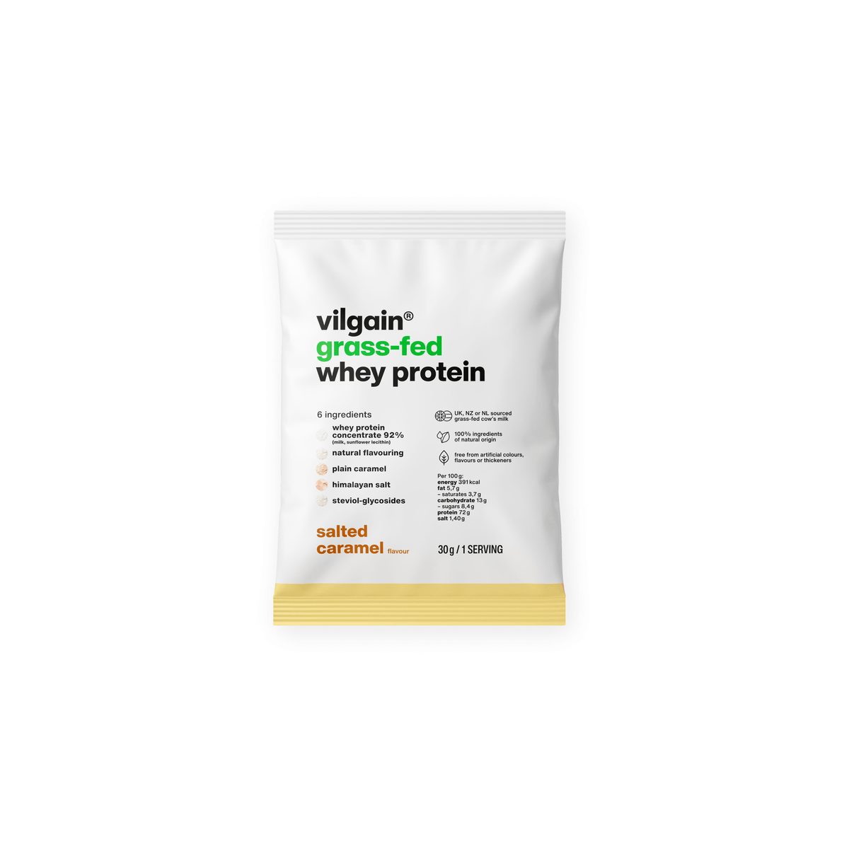Grass-Fed Whey Protein Salzkaramell / 30 g kaufen - Vilgain Whey Proteinpulver - Fitness Onlineshop