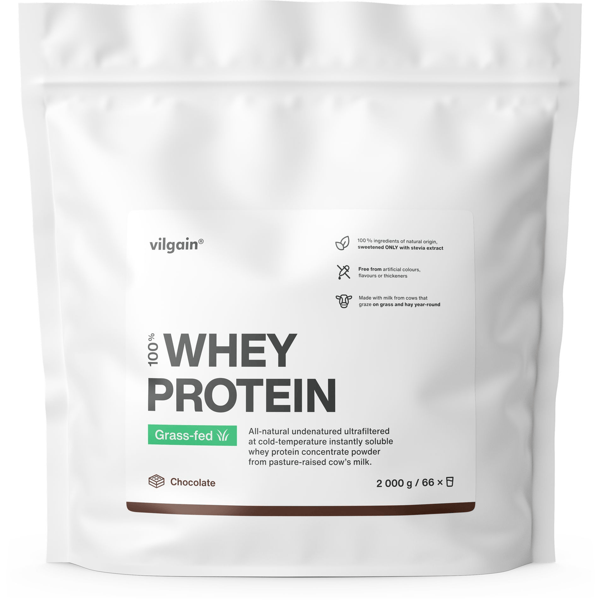 Grass-Fed Whey Protein Schokolade / 2'000 g kaufen - Vilgain Whey Proteinpulver - Fitness Onlineshop