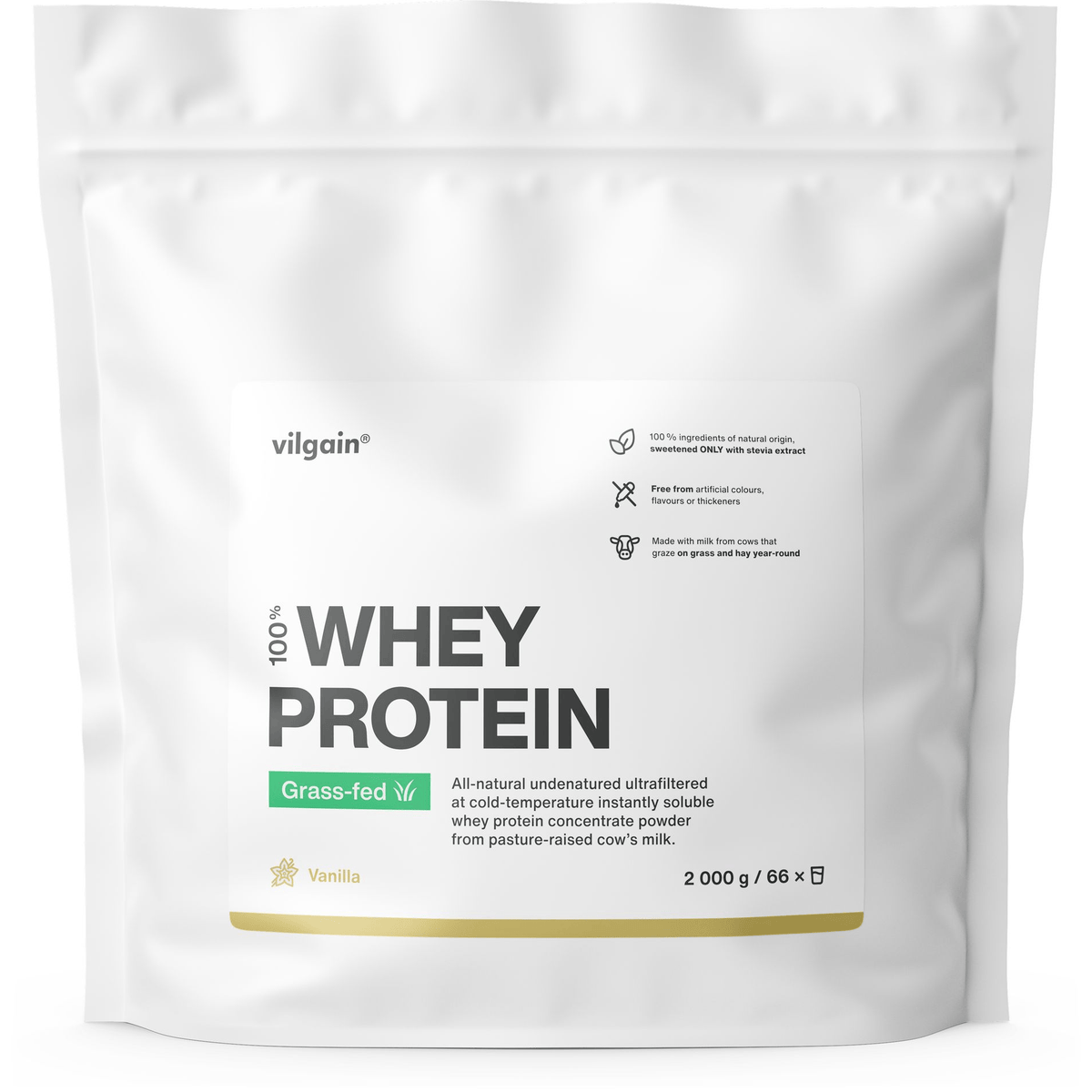 Grass-Fed Whey Protein Vanille / 2'000 g kaufen - Vilgain Whey Proteinpulver - Fitness Onlineshop